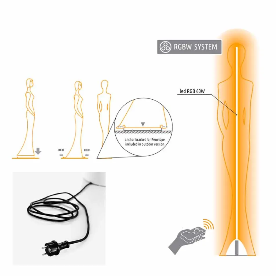 Lampadaire de jardin avec lampe LED RGBW Design - Penelope - Myyour Viadurini