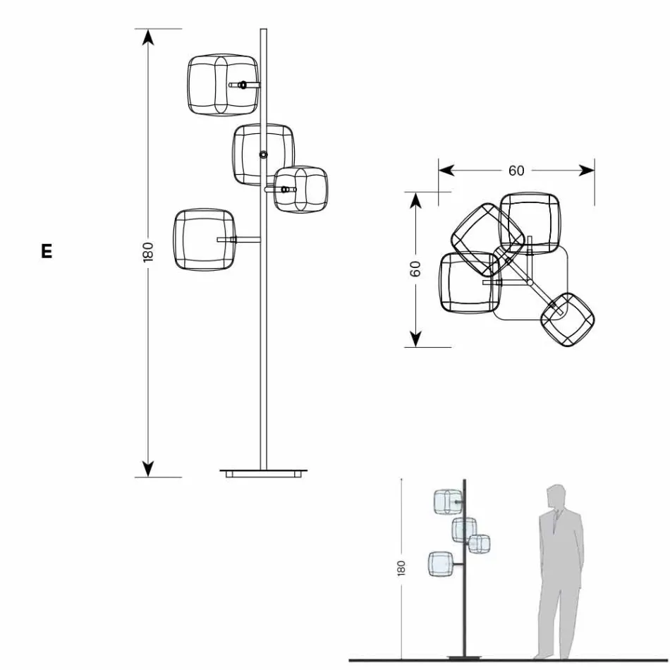 Lampadaire design avec structure en métal brillant Made in Italy - Donatina Viadurini