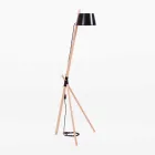 Lampadaire design en bois de hêtre et métal laqué - Avetta Viadurini