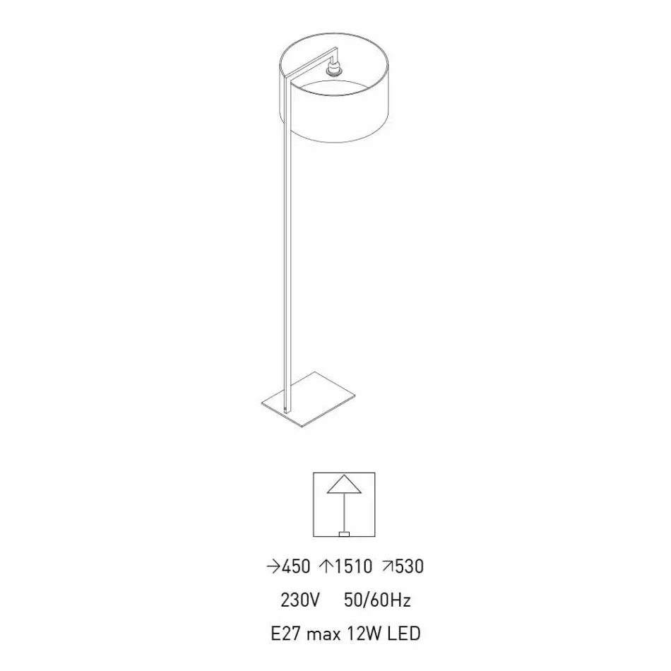 Lampadaire design en métal avec abat-jour en lin Made in Italy - Bali Viadurini