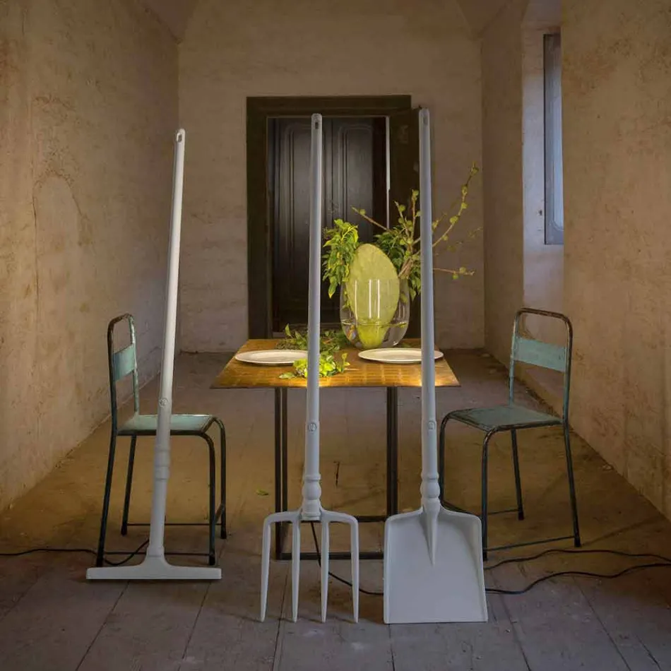 Lampadaire d'extérieur en technopolymère blanc Design de 3 formes - Outils Viadurini