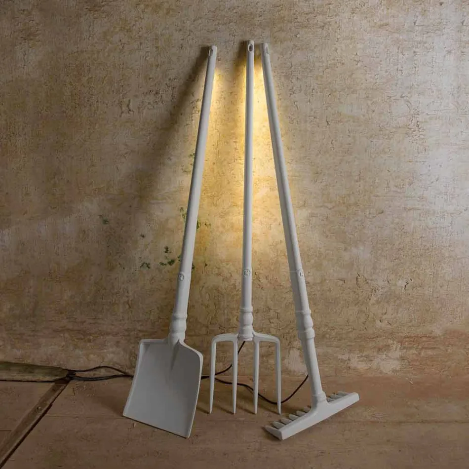Lampadaire d'extérieur en technopolymère blanc Design de 3 formes - Outils Viadurini