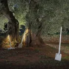 Lampadaire d'extérieur en technopolymère blanc Design de 3 formes - Outils Viadurini