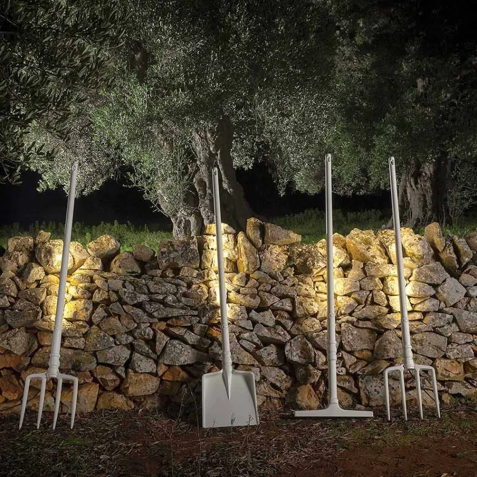 Lampadaire d'extérieur en technopolymère blanc Design de 3 formes - Outils Viadurini