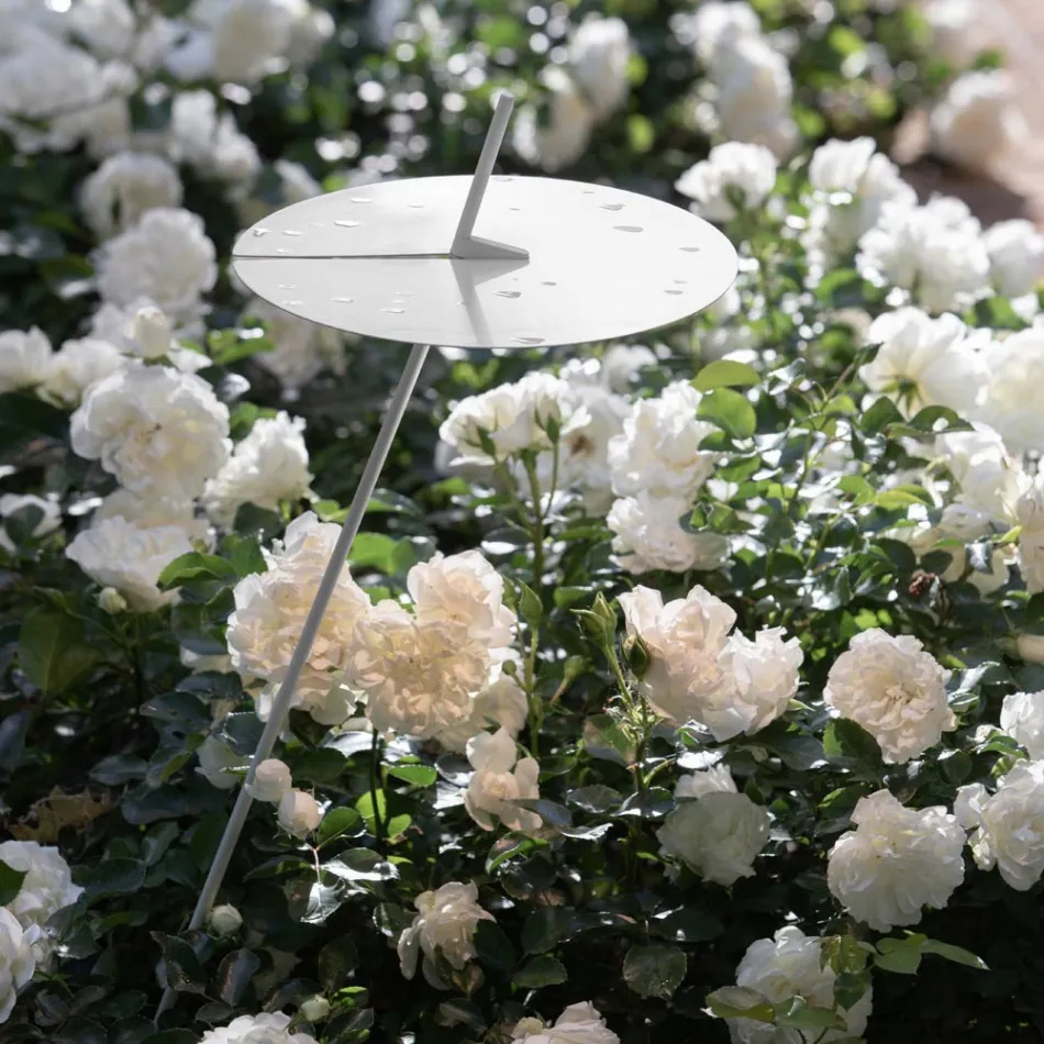 Lampadaire de Jardin Design Aluminium Blanc avec Feuille de Nénuphar - Cipriam Viadurini