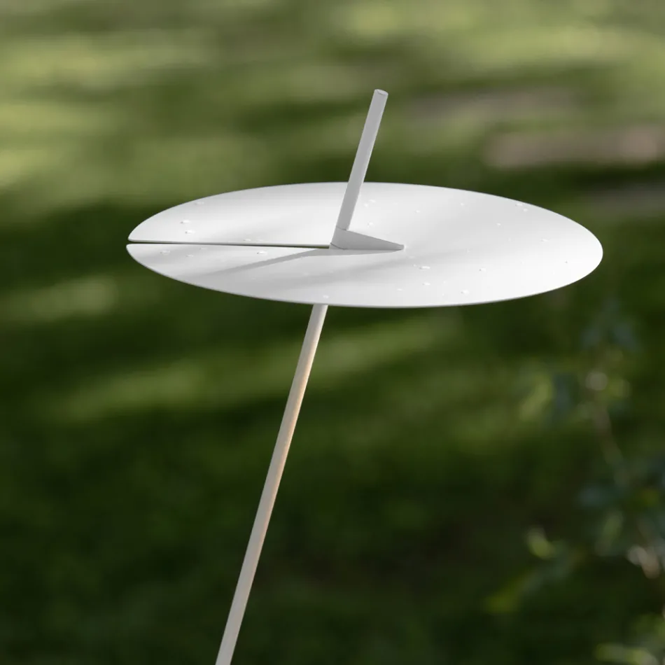 Lampadaire de Jardin Design Aluminium Blanc avec Feuille de Nénuphar - Cipriam Viadurini