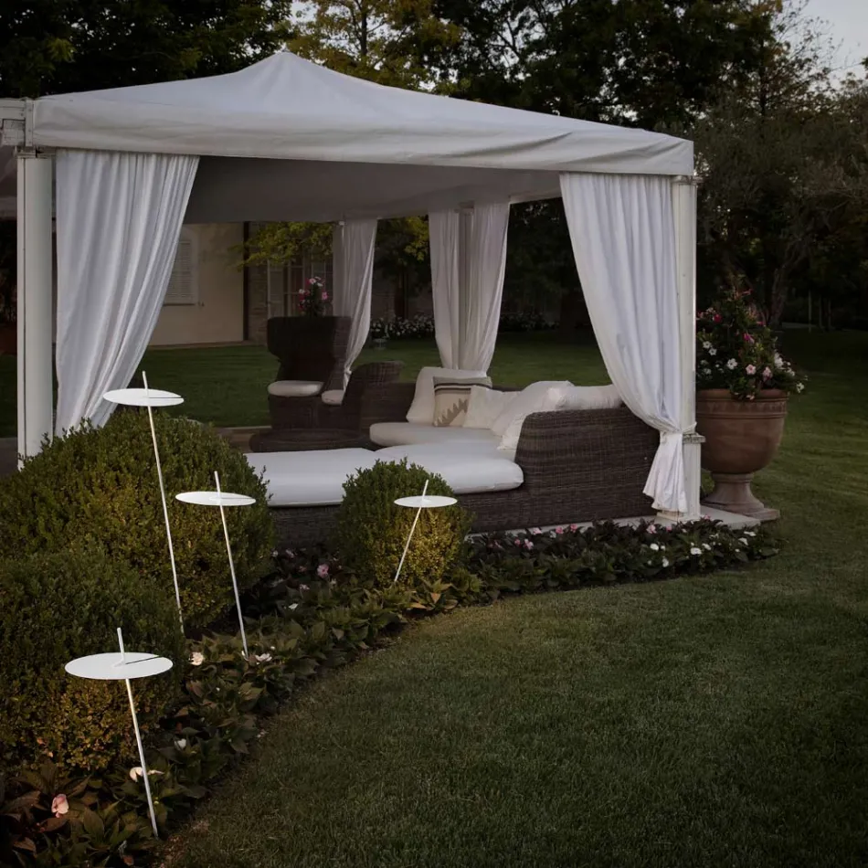 Lampadaire de Jardin Design Aluminium Blanc avec Feuille de Nénuphar - Cipriam Viadurini