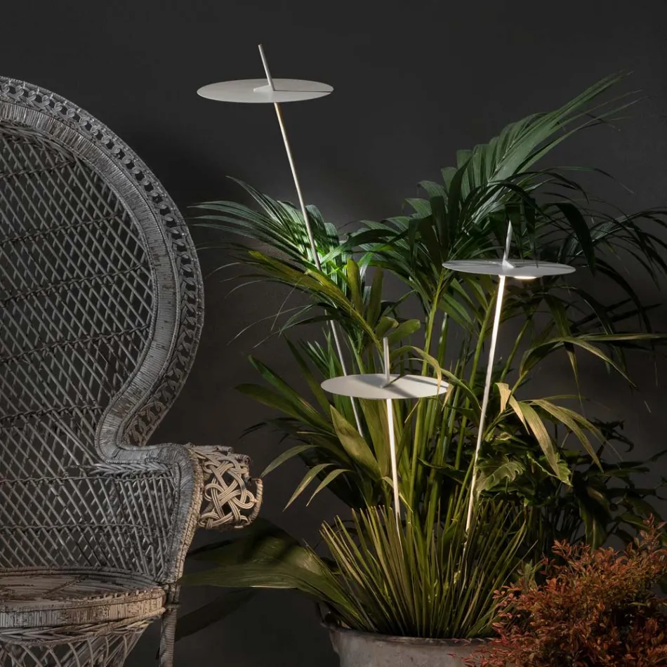 Lampadaire de Jardin Design Aluminium Blanc avec Feuille de Nénuphar - Cipriam Viadurini