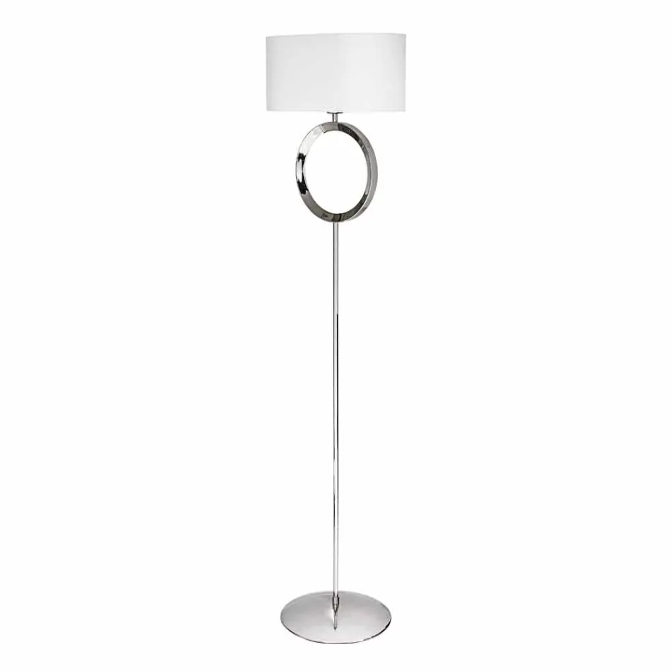 Lampadaire en acier avec abat-jour blanc Hmax 149,5cm Lune Viadurini