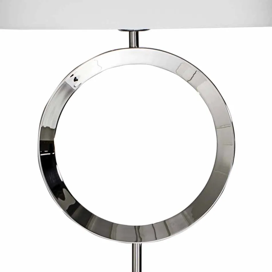 Lampadaire en acier avec abat-jour blanc Hmax 149,5cm Lune Viadurini