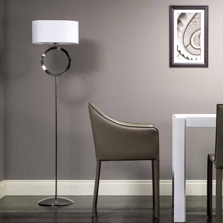Lampadaire en acier avec abat-jour blanc Hmax 149,5cm Lune Viadurini