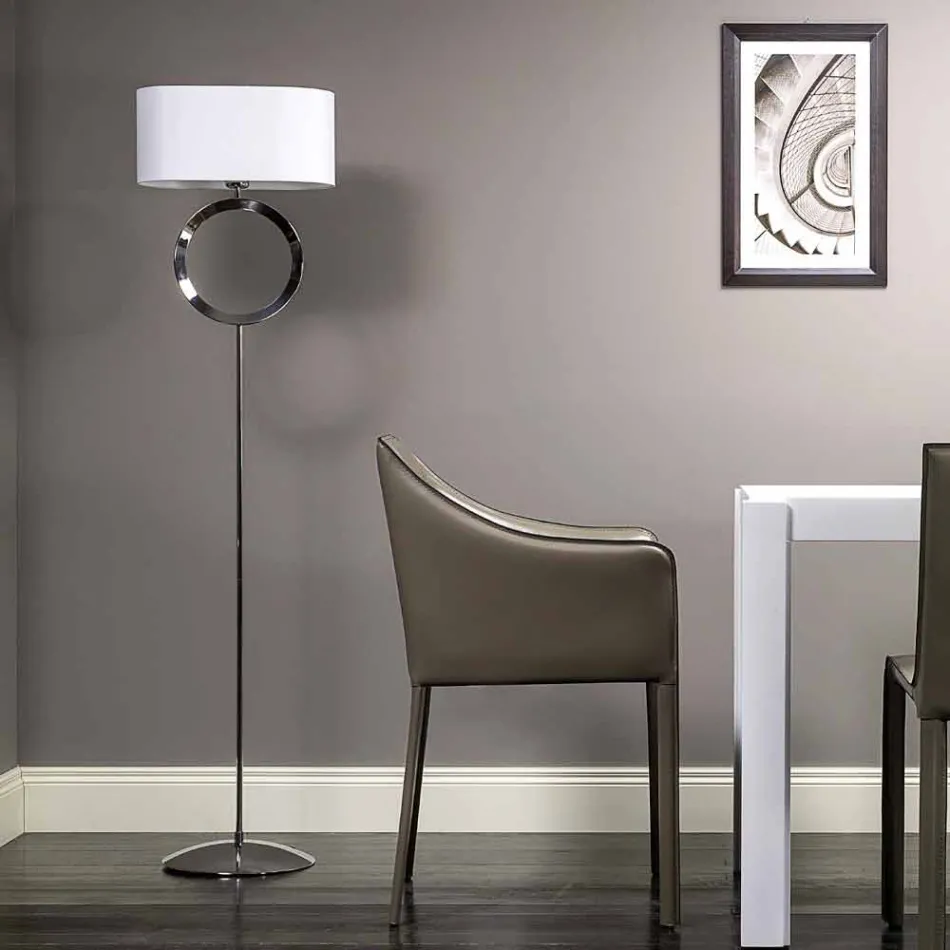 Lampadaire en acier avec abat-jour blanc Hmax 149,5cm Lune Viadurini