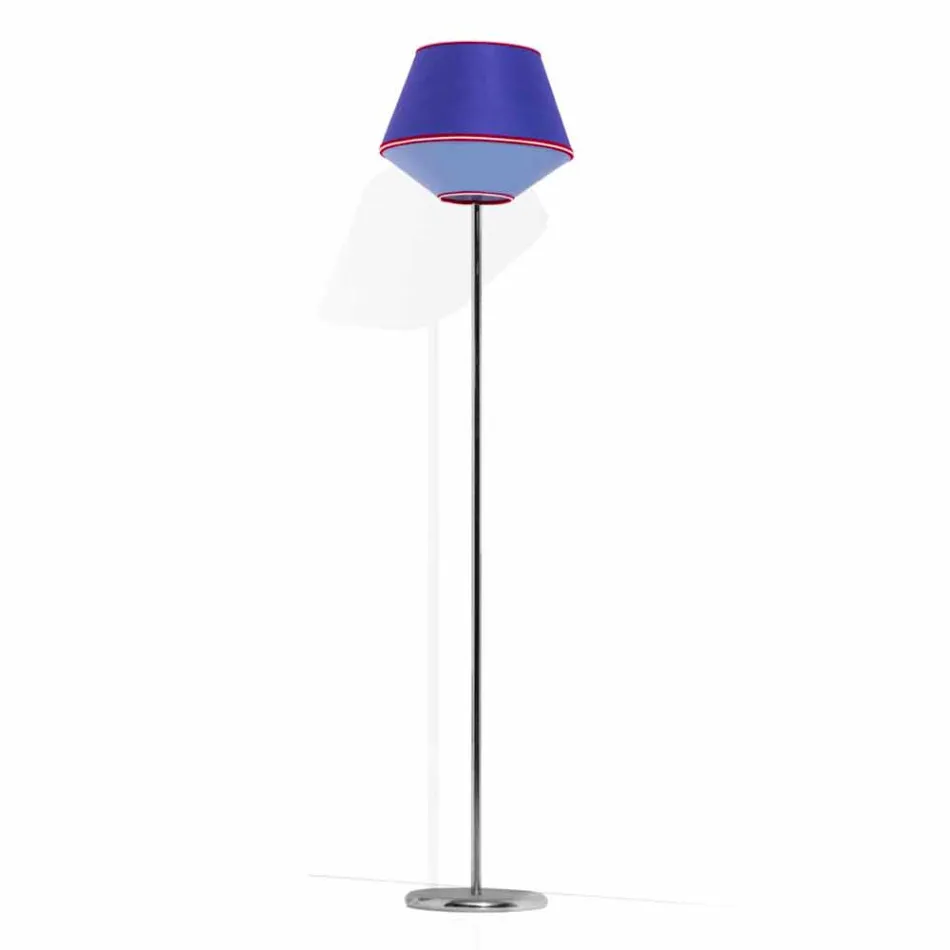 Lampadaire en métal chromé avec abat-jour en tissu Made in Italy - Soya Viadurini