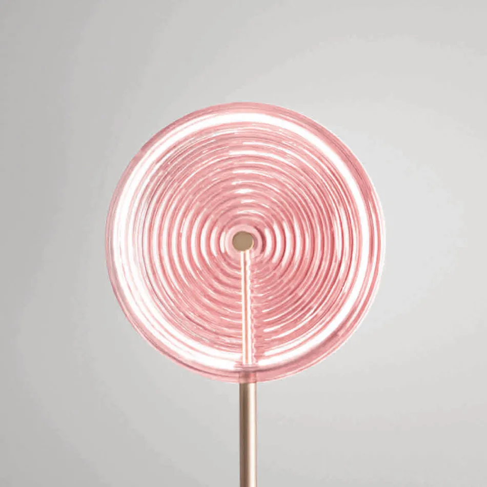 Lampadaire en Métal et Verre Décoré de Lignes Concentriques - Hackberry Viadurini