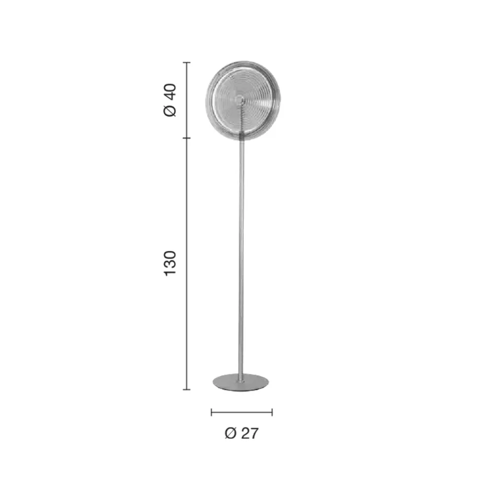 Lampadaire en Métal et Verre Décoré de Lignes Concentriques - Hackberry Viadurini