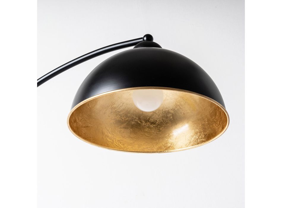 Lampadaire en métal noir et doré avec abat-jour orientable - Steave Viadurini