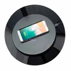 Lampadaire en métal noir et rotin avec étagère Made in Italy - Livia Viadurini