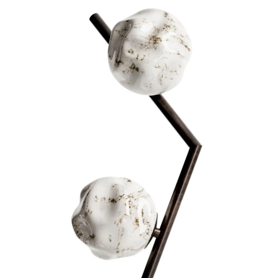Lampadaire en Laiton Foncé et Verre Pierre Fabriqué en Italie - Bottega Viadurini