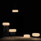 Lampadaire d'extérieur en polyéthylène albâtre fabriqué en Italie - Disco Viadurini