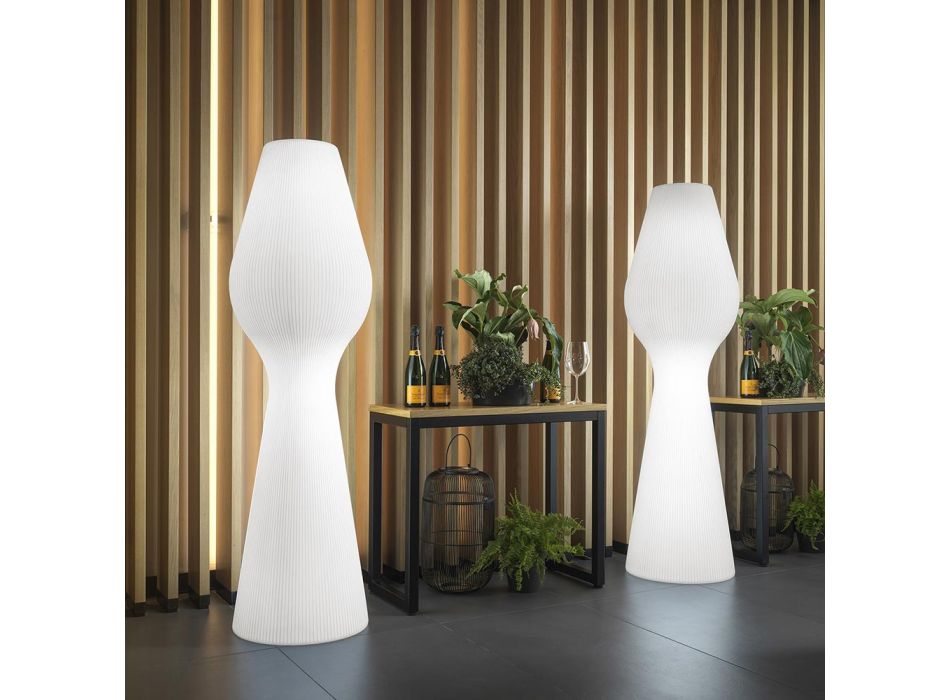 Lampadaire en polyéthylène blanc avec LED Made in Italy - Reyes Viadurini
