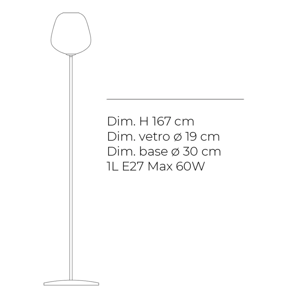 Lampadaire en verre opaque ou transparent, fabriqué en Italie - Elisia Viadurini