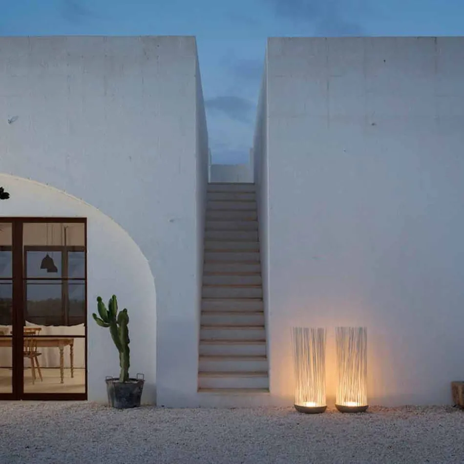 Lampadaire LED en Technopolymère Gris et Tiges Pvc Blanc - Touch Viadurini