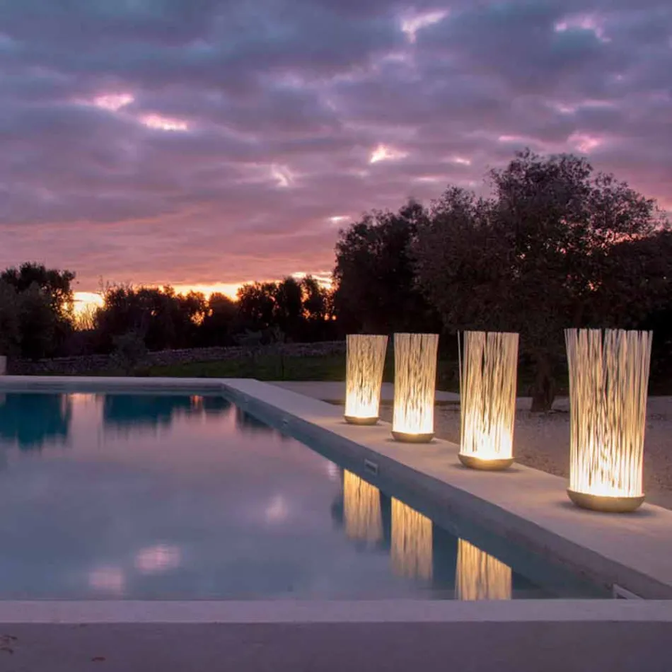 Lampadaire LED en Technopolymère Gris et Tiges Pvc Blanc - Touch Viadurini