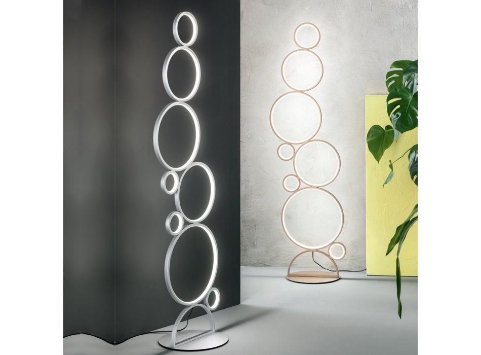 Lampadaire LED Moderne en Métal Peint Or ou Argent - Punto Viadurini