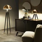 Lampadaire moderne en métal et laiton brossé Made in Italy - Peter Viadurini