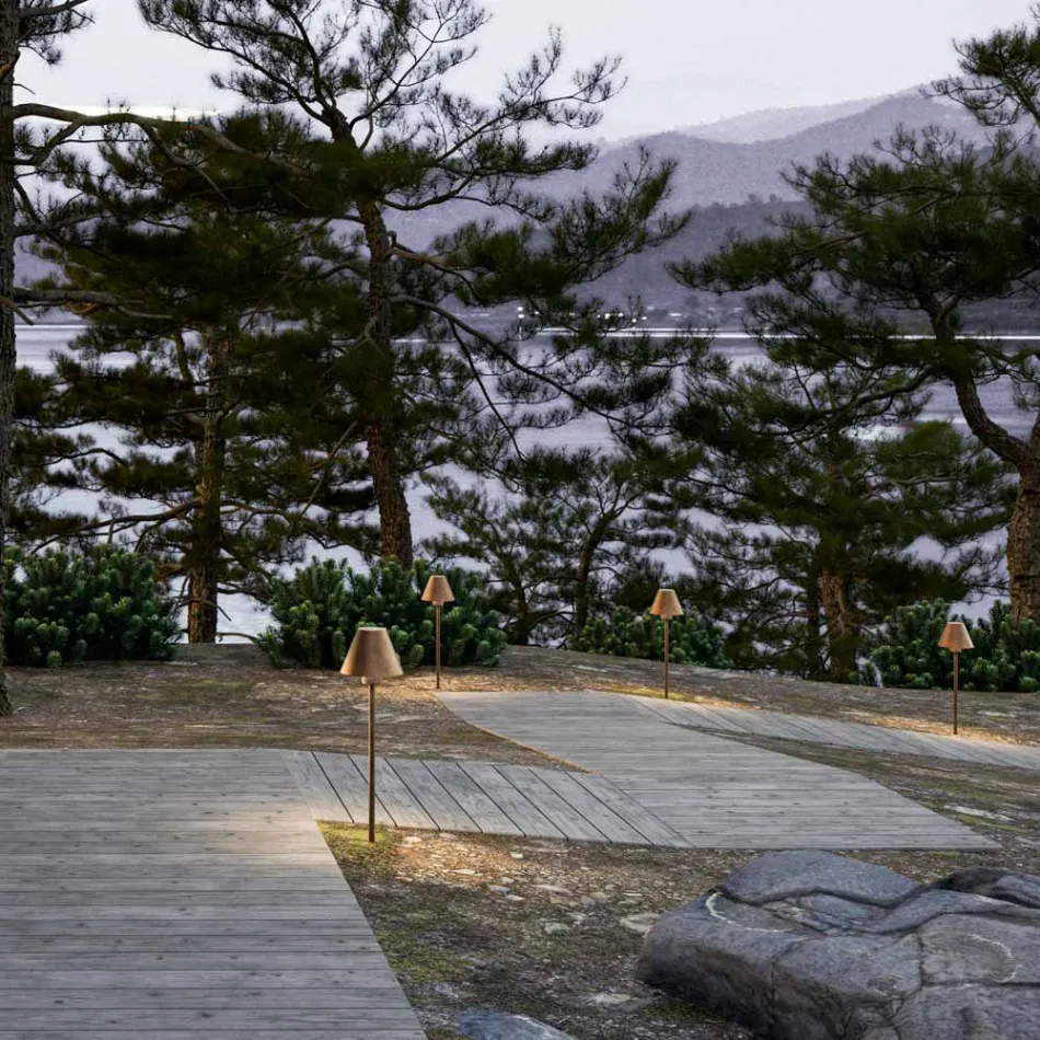 Lampadaire d'extérieur en laiton et cuivre fabriqué en Italie - Sword Viadurini