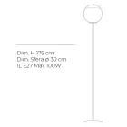 Lampadaire Isotta en verre blanc, fabriqué en Italie Viadurini