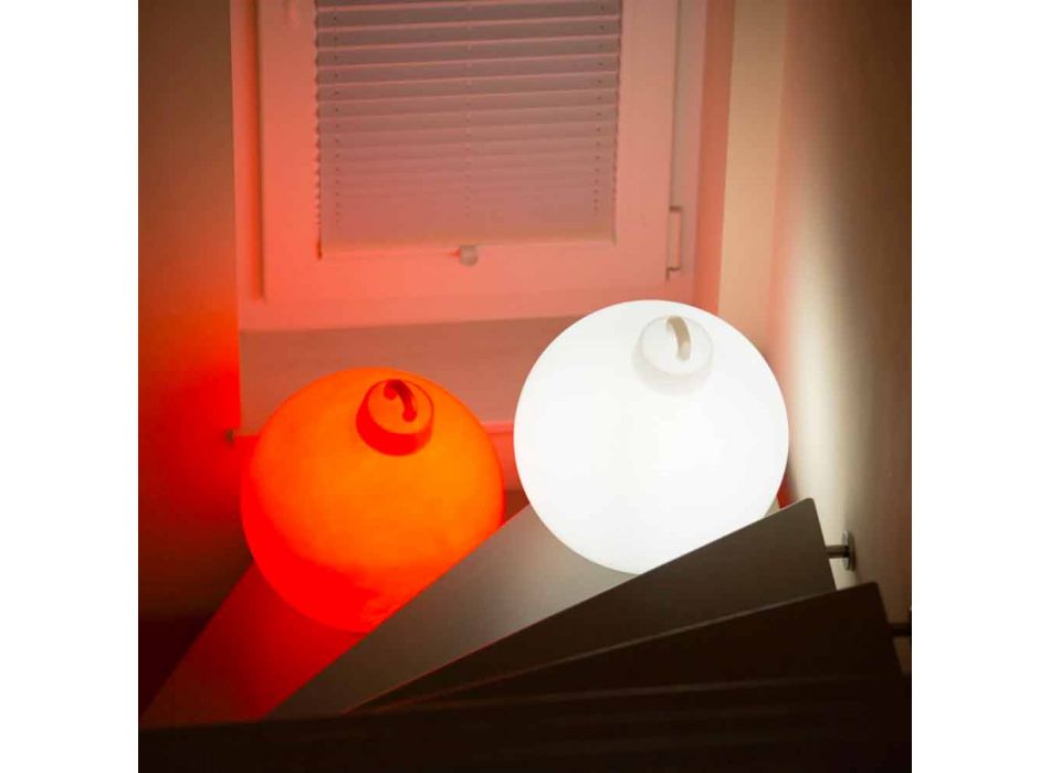 Lampe de décoration intérieure ou extérieure rouge, boule de Noël blanche - Pallastar Viadurini