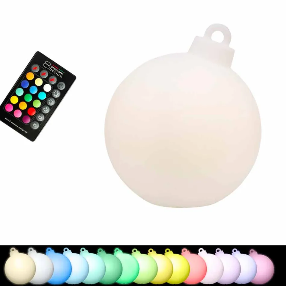 Lampe de décoration intérieure ou extérieure rouge, boule de Noël blanche - Pallastar Viadurini