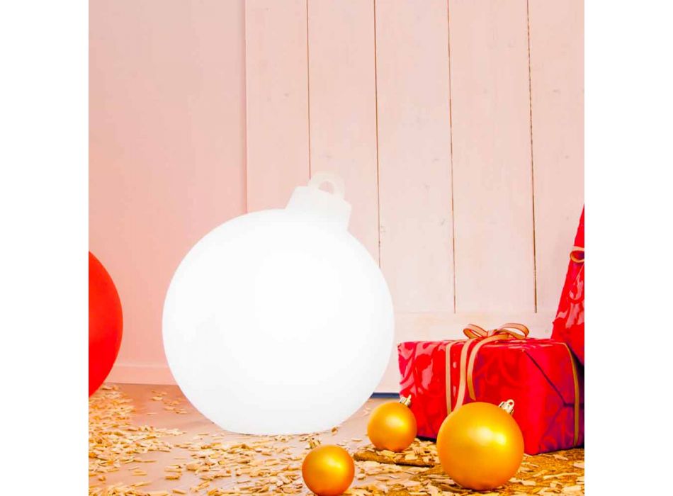 Lampe de décoration intérieure ou extérieure rouge, boule de Noël blanche - Pallastar Viadurini