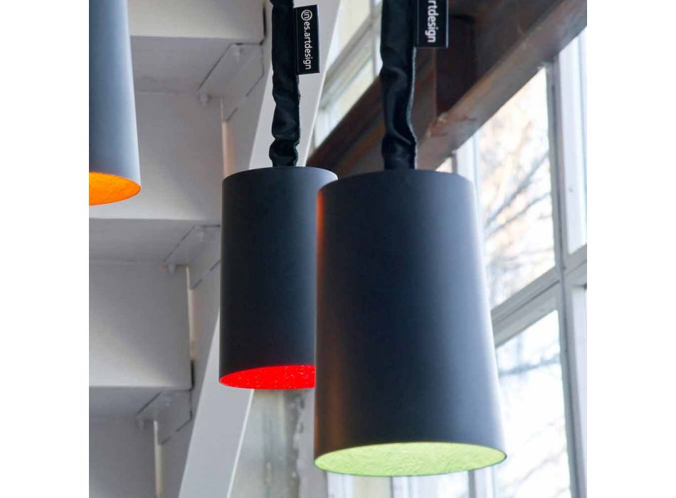 Lampe design à suspension In-es.artdesign peinture résine tableau noir Viadurini