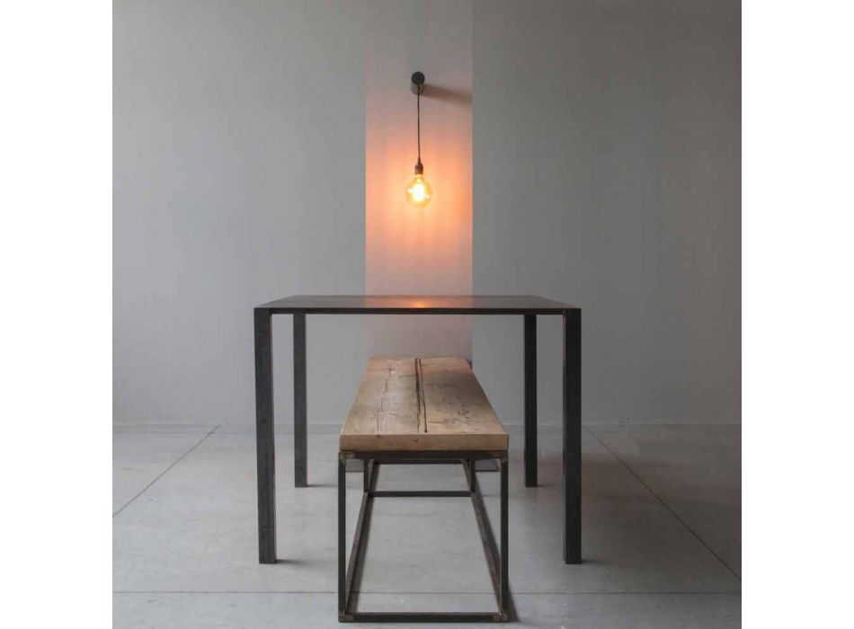 Lampe design en fer noir avec câble en coton Made in Italy - Cladia Viadurini