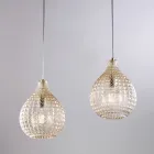 Lampe design Atlas en verre et métal avec pendentifs en cristal Viadurini