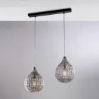 Lampe design Atlas en verre et métal avec pendentifs en cristal Viadurini