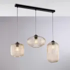 Lampe à 3 lumières en verre noir et métal pour Tucana Viadurini