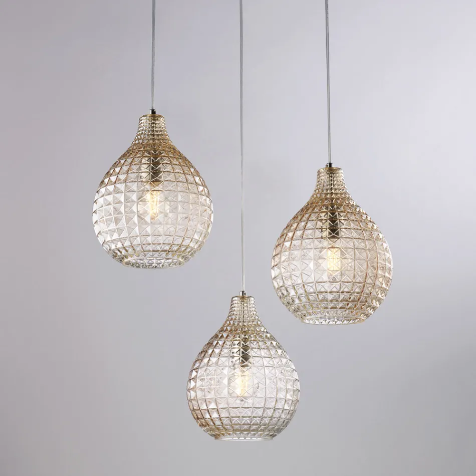 Lampe design en verre et métal fabriquée en Italie pour une décoration élégante - Atlas Viadurini