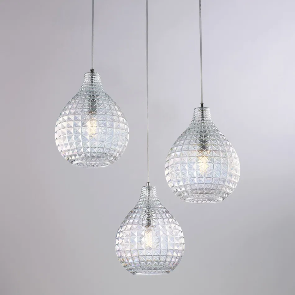 Lampe design en verre et métal fabriquée en Italie pour une décoration élégante - Atlas Viadurini