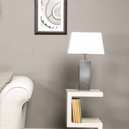Lampe de table en acier design moderne et blanc Renna lampshade Viadurini
