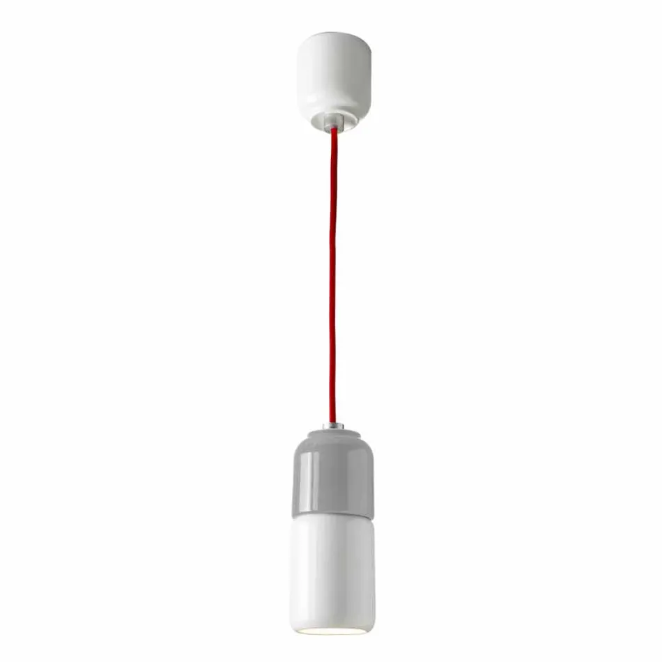 Lampe design suspendue en céramique et aluminium fabriqué en Italie, Asie Viadurini