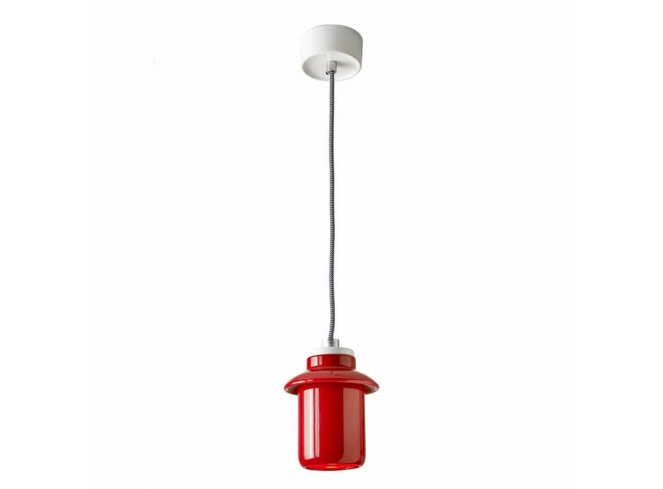 Lampe design suspendue en céramique rouge fabriqué en Italie, Asie Viadurini