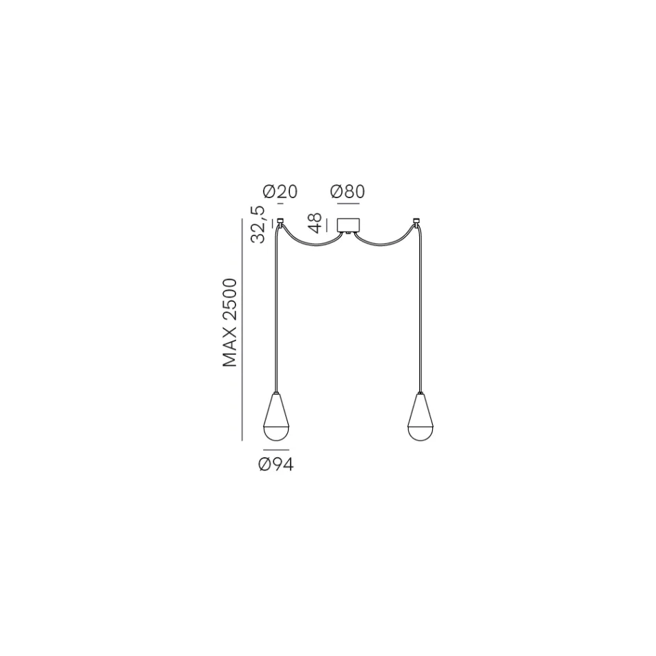 Lampe à Suspension Double en Fer et Verre Fabriquée en Italie - Nuageux Viadurini