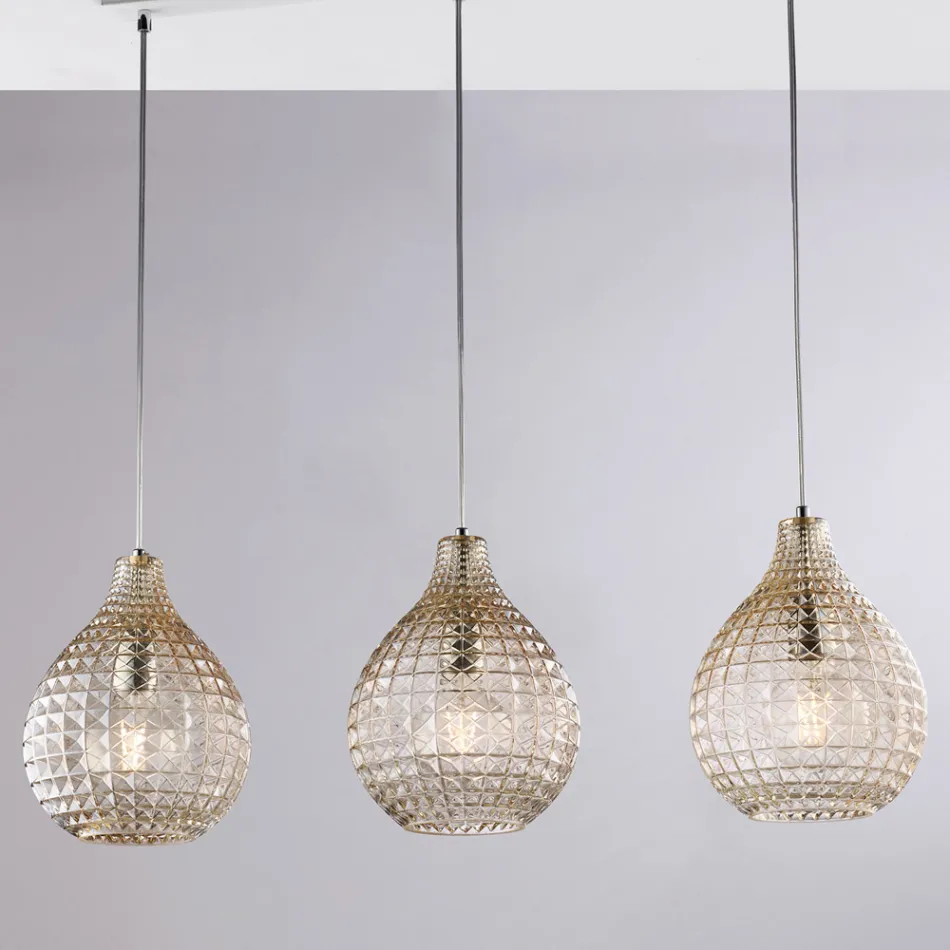 Lampe élégante en verre et métal, fabriquée en Italie pour des intérieurs raffinés - Atlas Viadurini