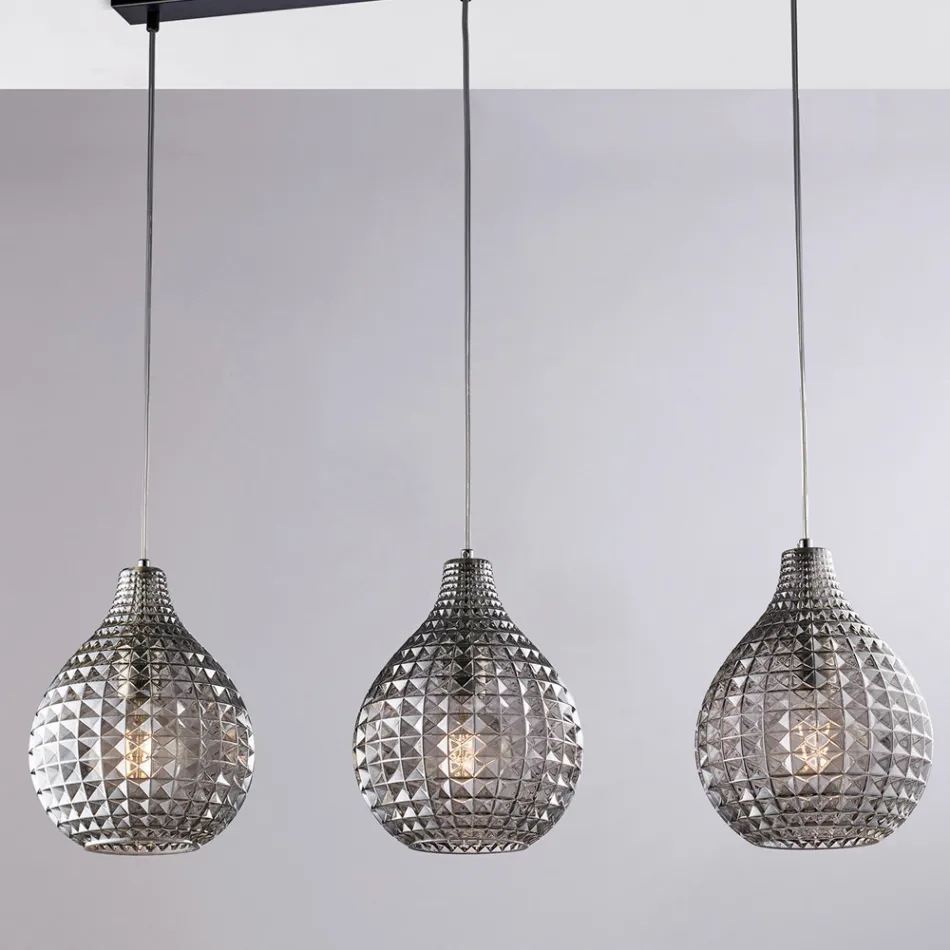 Lampe élégante en verre et métal, fabriquée en Italie pour des intérieurs raffinés - Atlas Viadurini