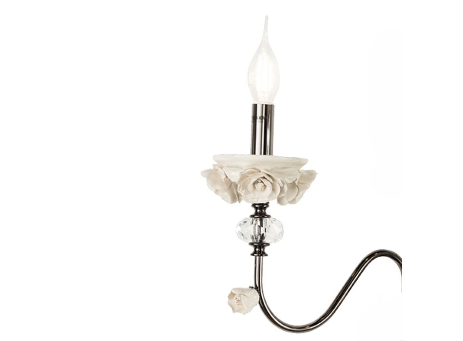 Flambeaux Lampe Classique 7 Lumières en Porcelaine et Verre Soufflé - Eteria Viadurini