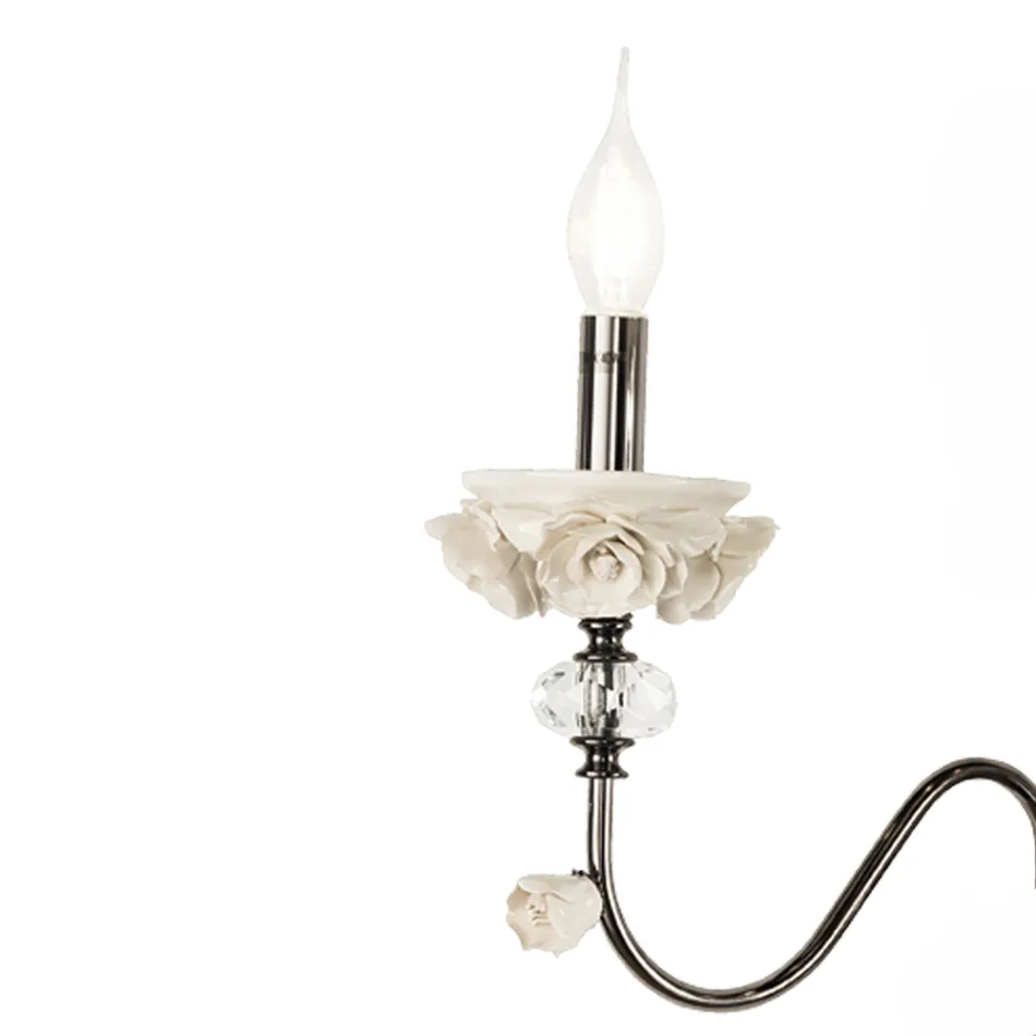 Flambeaux Lampe Classique 7 Lumières en Porcelaine et Verre Soufflé - Eteria Viadurini
