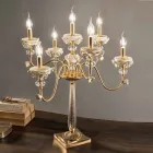 Flambeaux Lampe Classique 7 Lumières en Porcelaine et Verre Soufflé - Eteria Viadurini